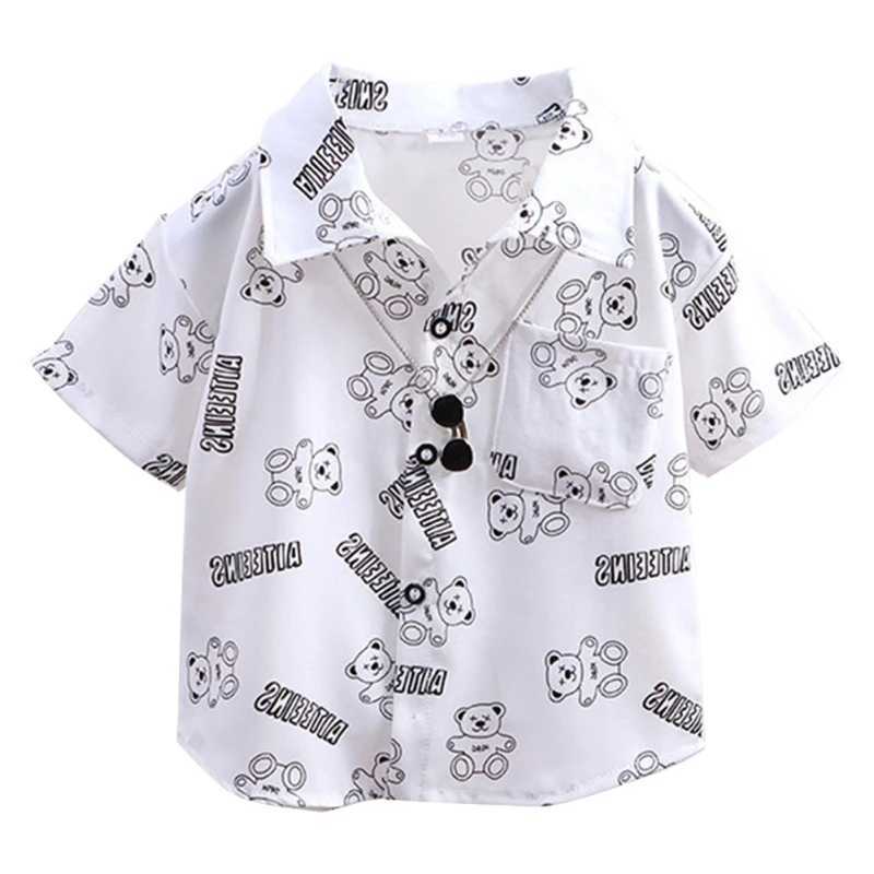 Summer childrens short sleeved beach boy flower shirt baby boy top 100-140cmW240729