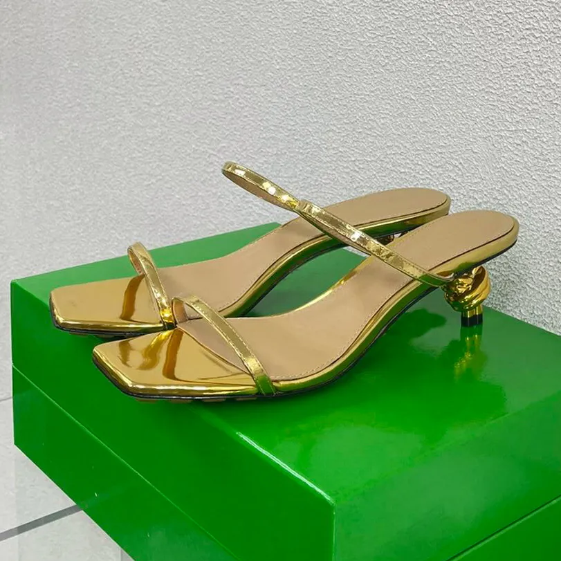 Top quality Summer women's Mules Sandals slippers leather Pointed tod low heel Fashion knot Classic wedding Party Dress Shoes factory footwear Size 35-41 with box