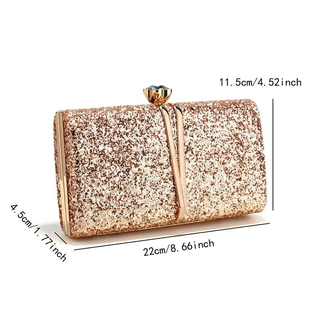 Metal Chain Evening Bags Sequined Prom Dinner Party Clutch Luxury Ladies Gift Mini Handbags For Wedding Party Female HandbagsXJ240729