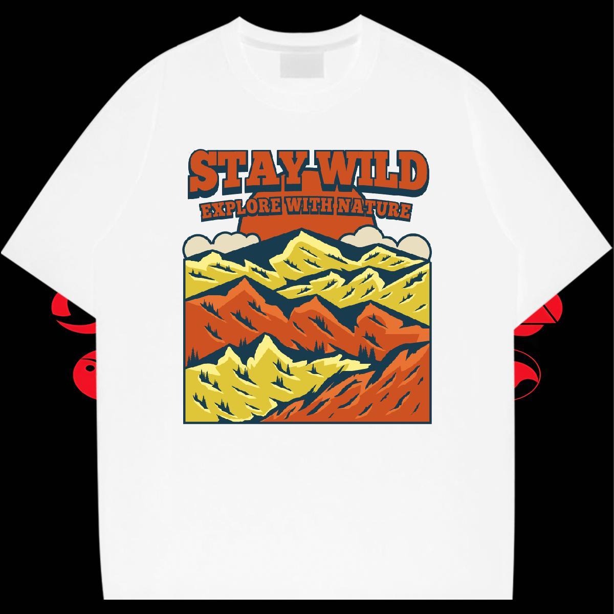 TOP Quality Men Tees 230g Pure Cotton Casual mountains Graphic Crew Neck Breathable Custom T Shirts Men Tshirts