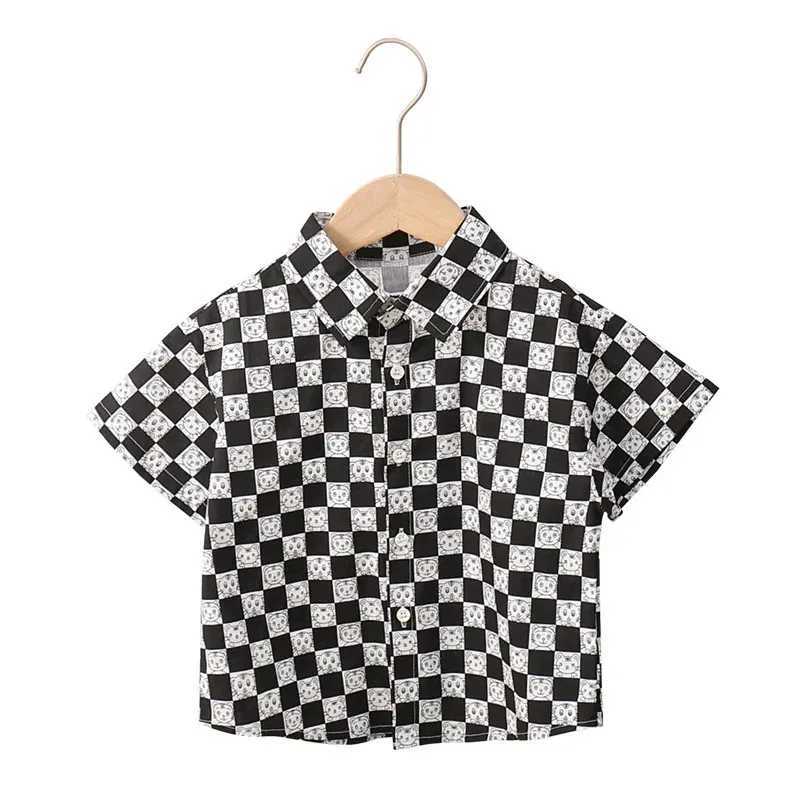2024 Childrens Clothing Flower Shirt Summer Holiday Beach Boys Short sleeved Printed Casual Shirt Top 2 to 12 Year Old Childrens ShirtW240729