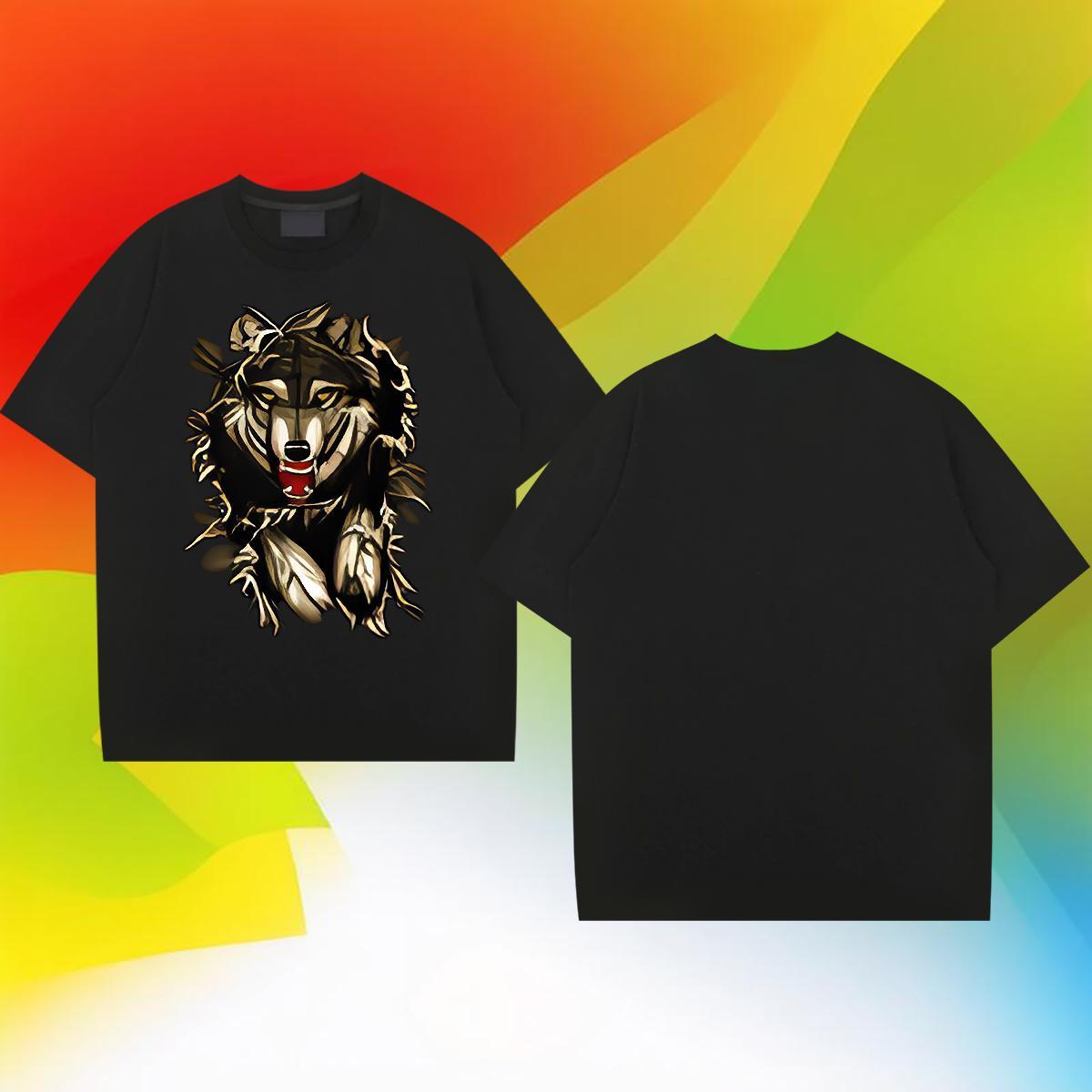 Comfortable Tshirt for Man Woman 100% Cotton 230g Street wear Hip Hop wolf DIY Breathable Crew Neck Custom T-Shirts Top Tees