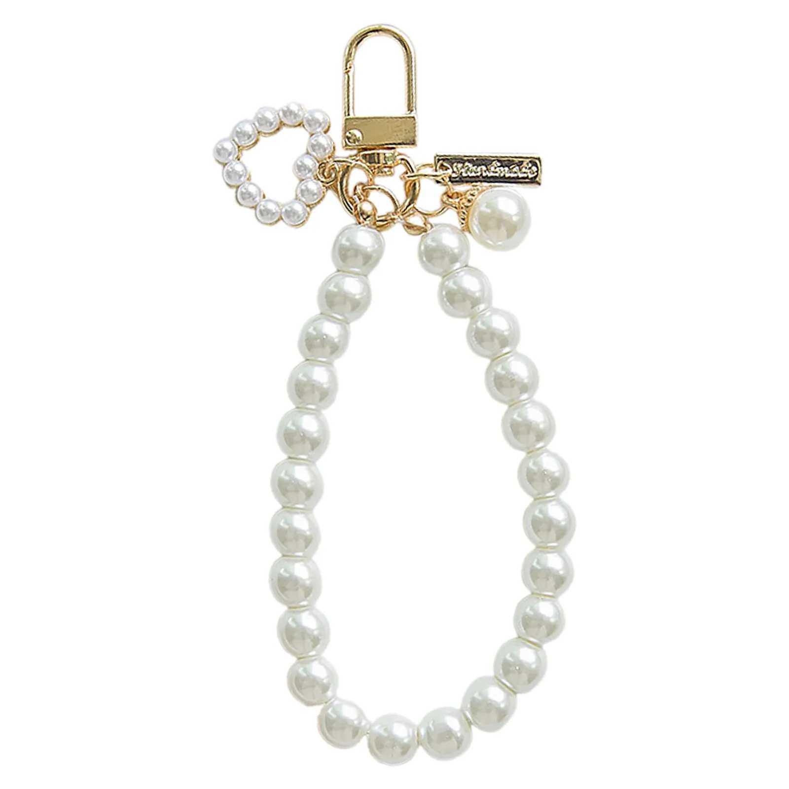 Hot Keychains For Men Car Bag Womens Faux Pearl Keychain Golden Car Key Chain Backpack Key Pendant Accessory Key Ring chaveiroL240729