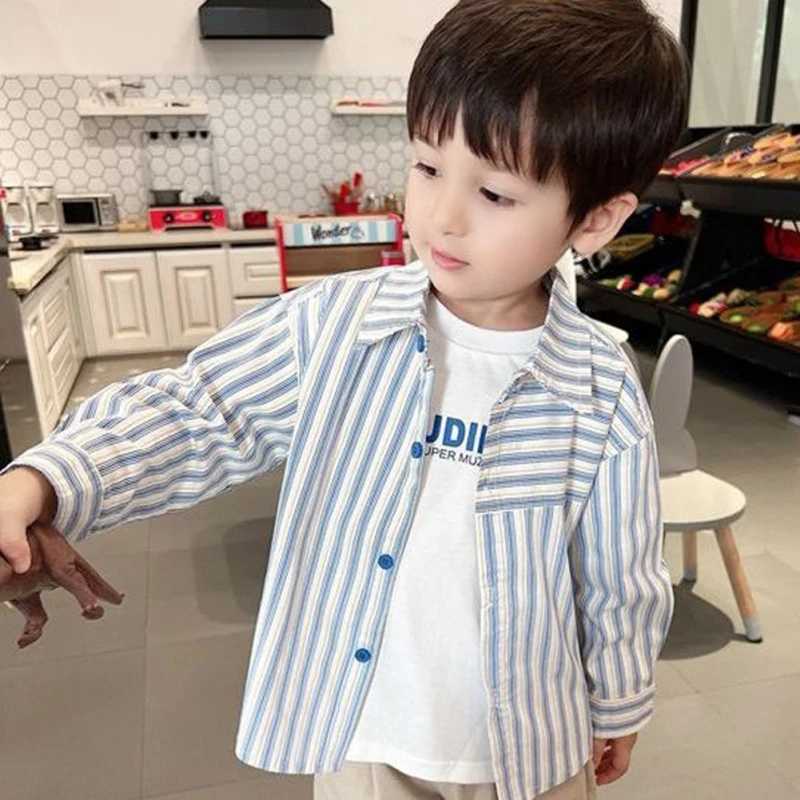 Childrens shirt spring thin shirt baby boy flat top childrens boy coat long sleeved casual shirt D2LW240729