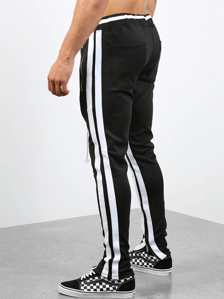 High Street European American Fashion Spring Autumn Sweatpants Stitching Zipper Pocket Pants MidWaist Slacks 240719