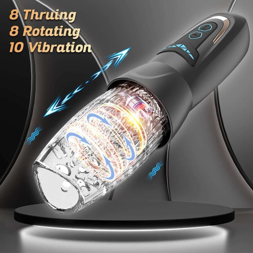 Automatic Electric Piston Rotating Sucker Male Blowjob Masturbator Cup Vagina Dildo Real Oral Vibrator Sex Toys for Men Machine