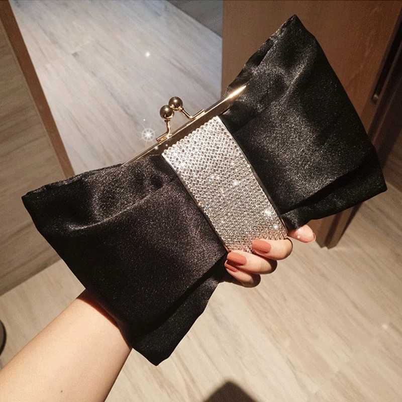 Woman Evening Bag Rhinestone Clutch Crystal Dinner Clutch Wallet Wedding Purse Party Banquet Black ButterflyXJ240729