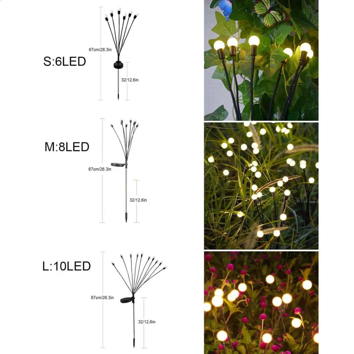 6810L Solar Firefly Lights Waterproof Outdoor Garden Decoration Landscape Lawn Suitable for Festive 240729