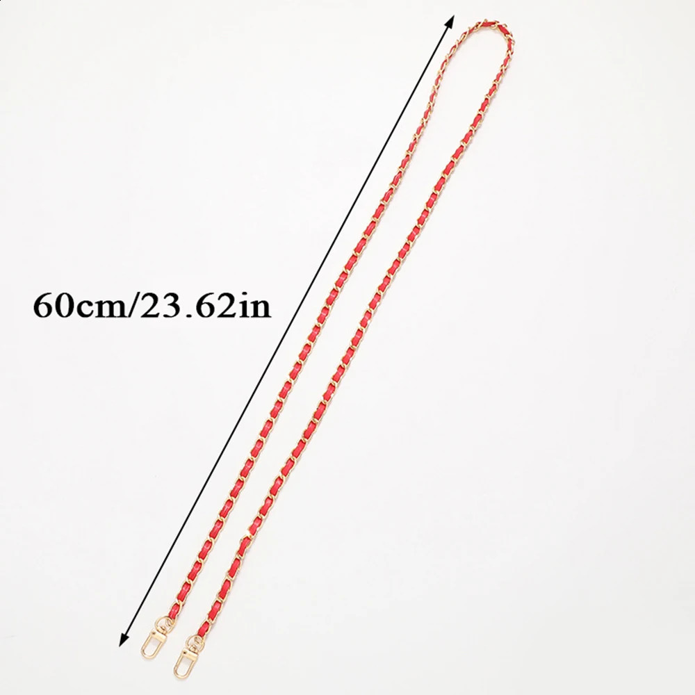 60cm Long PU Leather Metal Chain Bag Strap For Crossbody Fashion Handbags Shoulder Cellphone Replacement Accessories 240826Z