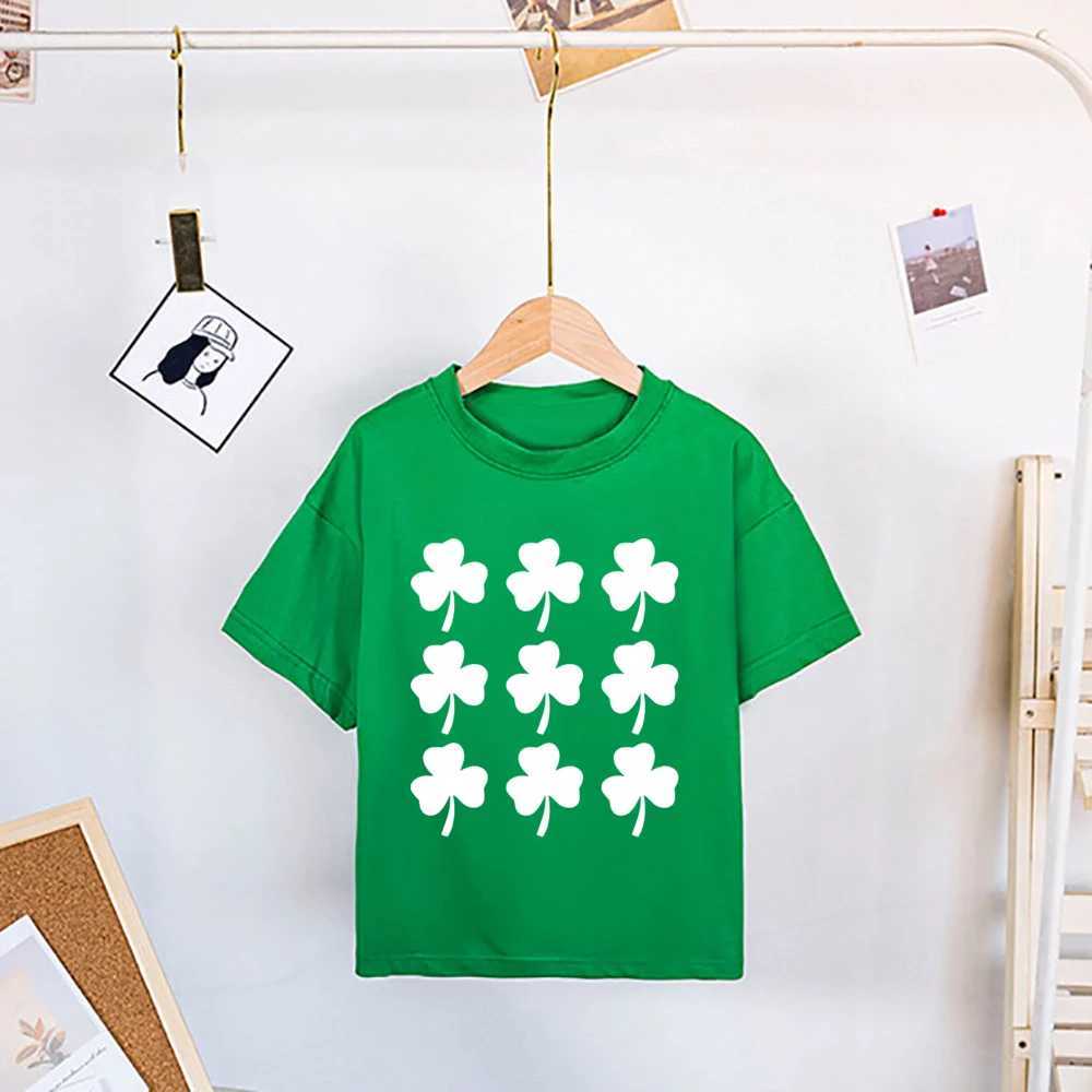 T-shirts Lucky Clover Print Kids Shirt Girls Boys Clothing St. Patricks Day Toddler Green Shirts Children T-shirt Gift Child ClothesL24729