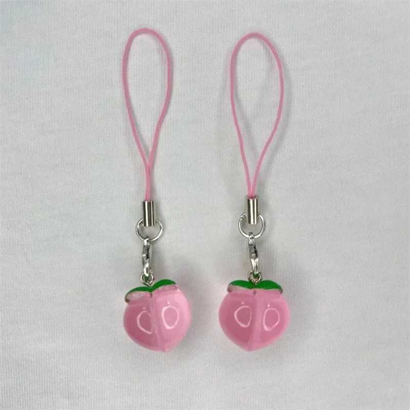 Clear Peach Phone Charm Cute Keychains Transparent Pink Jelly Fruit Aesthetic Gift Accessories y2k Harajuku strap string kawaiiL240729
