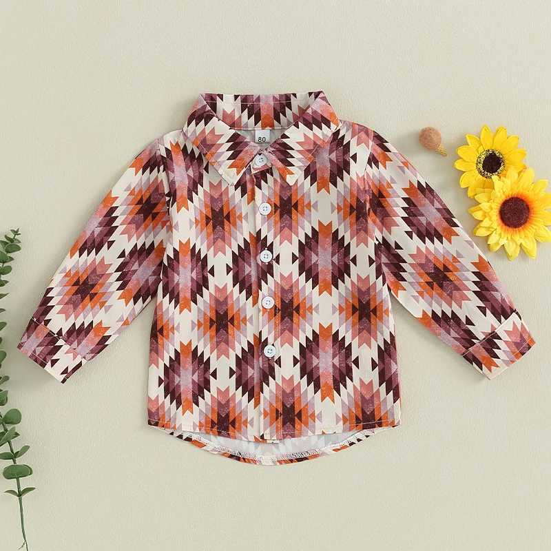 FOCUSNORM 0-4Y Preschool Boys Suit Top Long Sleeve Collar Denim Pattern Autumn Single CorsetW240729