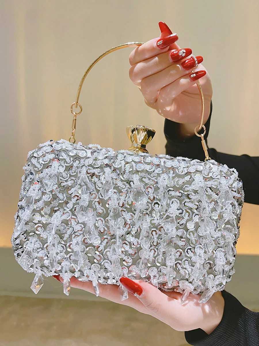 Beaded Sequins Evening Bag Elegant Box Clutch Purse Womens Wedding Handbags For Party PromXJ240729