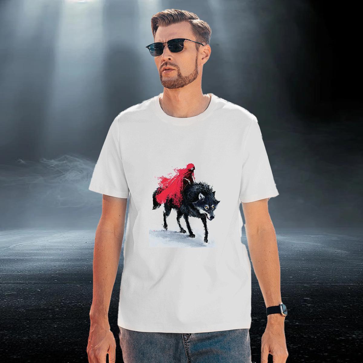 Cool Design Men Clothes T-Shirt 100% Cotton 230g Casual wolf DIY Printed Round Neck Short Sleeve Designer T shirt Wear