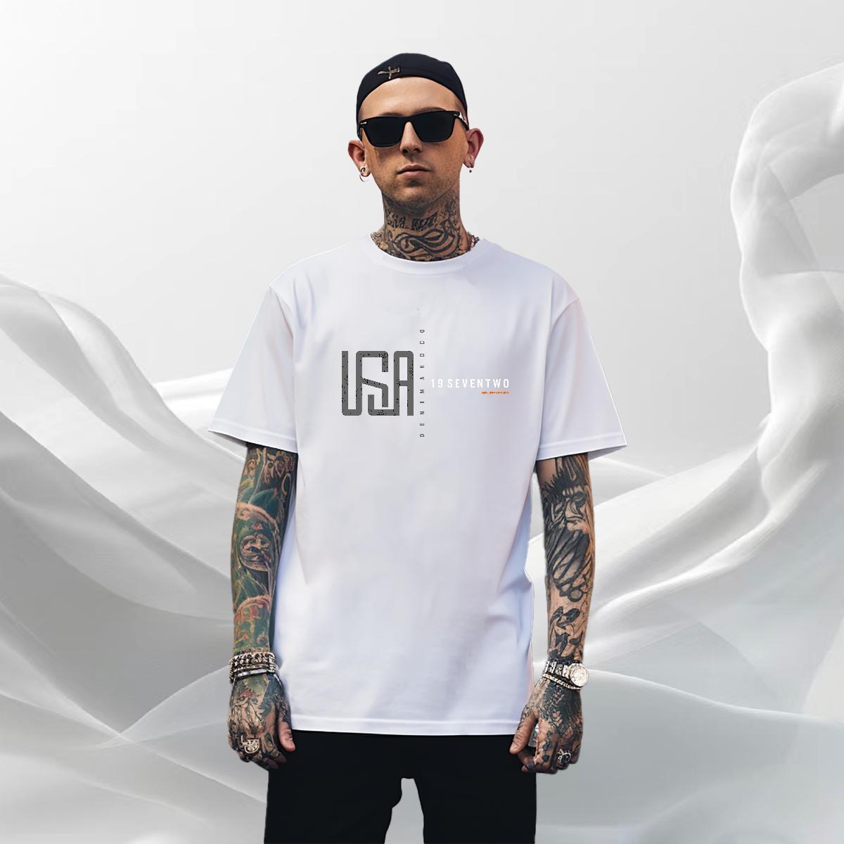 Classic Mens Tshirts 100% Cotton 230g Sports Casual letter Oversized Breathable Short Sleeve Brand T Shirts Men Tees