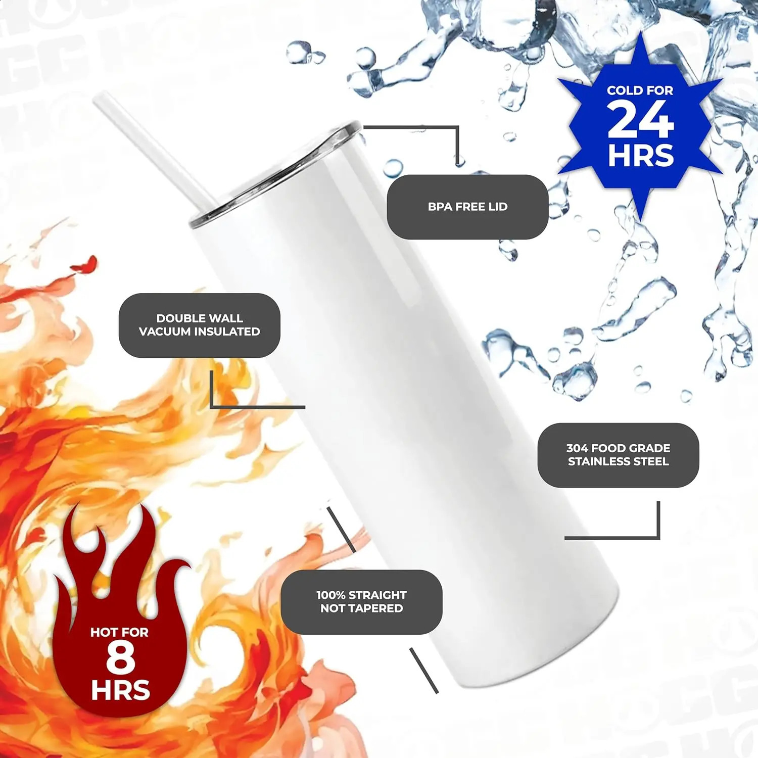 20oz Sublimation Tumbler 24 Units Double Wall Vacuum Insulated Stainless Steel Sublimation Blanks 20 oz Bulk Tumblers 240729