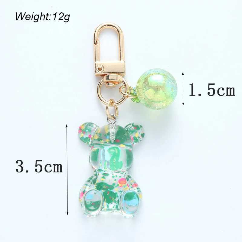 Cute Colorful Acrylic Bear Crystal Bead Keychain for Women Girls Fashion Sweet Key Chain Bag Car Key Pendant Jewelry Couple GiftL240729