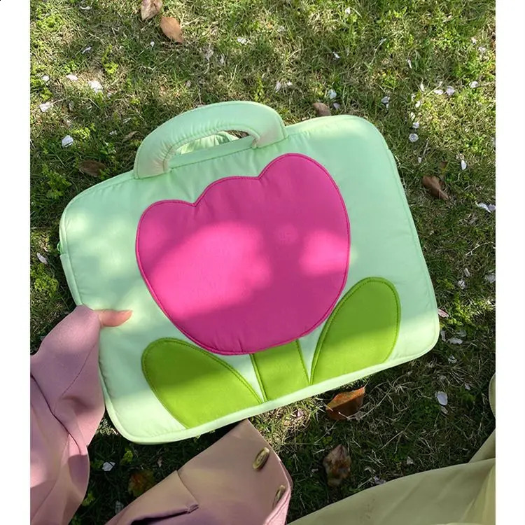 SwEEt TULip Color Matching Laptop Bag Protection Portable Handbag 240729