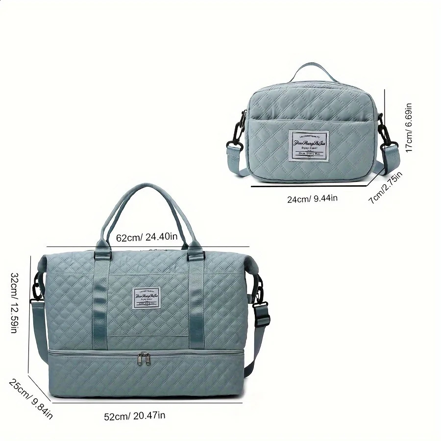 2pcs/set Large Capacity Travel Duffle Bag Sports Fitness Gym Yoga Tote Weekender Overnight Bag Makeup Bag for Women 240729