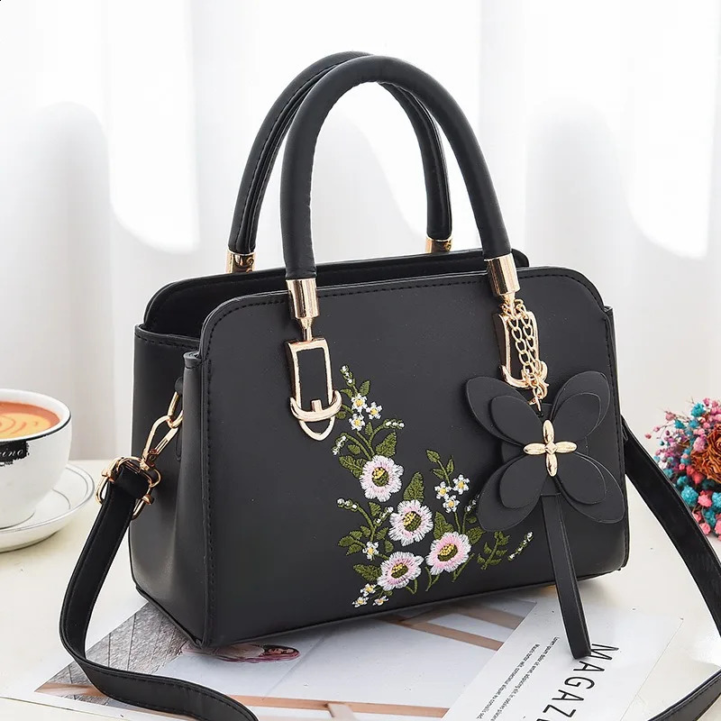 Fashion Floral Shoulder Bag Ladies Daily Work PU Leather Handbag Casual Crossbody Decorative Wallet 240729