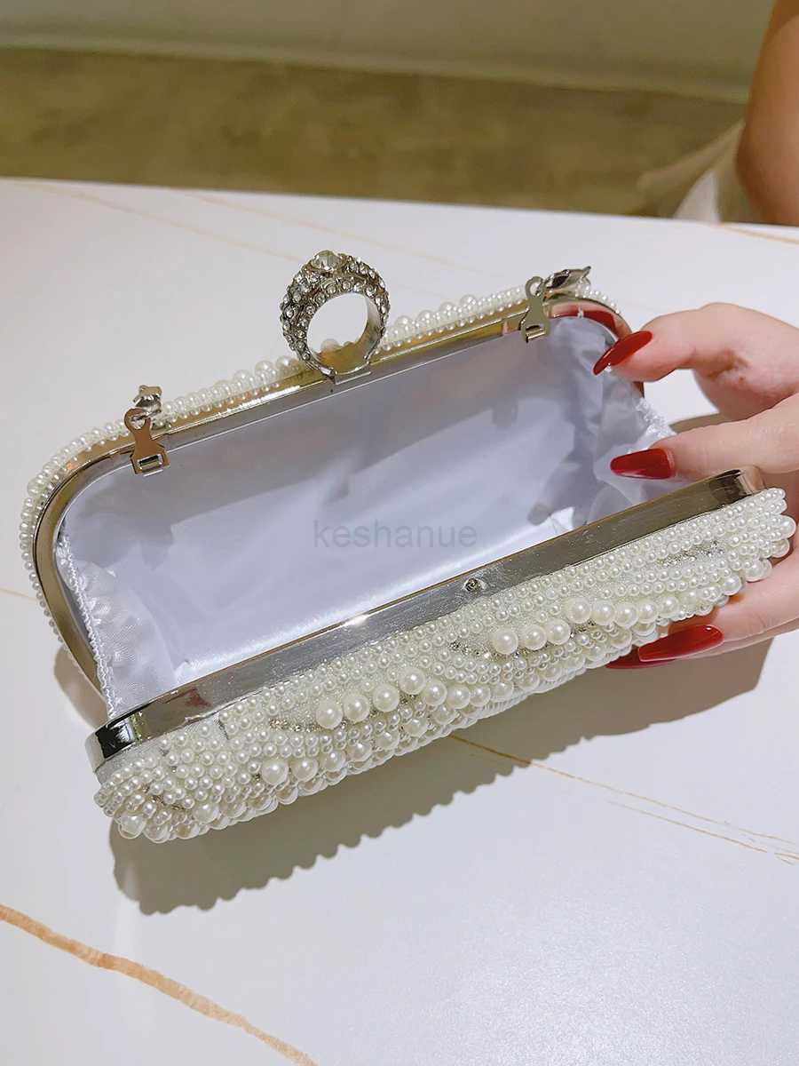 Elegant Pearl Rhinestone Clutch Glitter Dinner Clutch Purse Classic Banquet Handbag For Wedding Party PromXJ240729