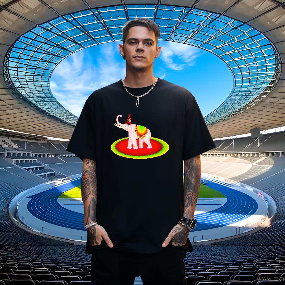 Free Shipping Men Clothes T-Shirt 230g Cotton Hip Hop elephant DIY Anime Breathable Crew Neck Casual New T-Shirts for Men Tops Shirt