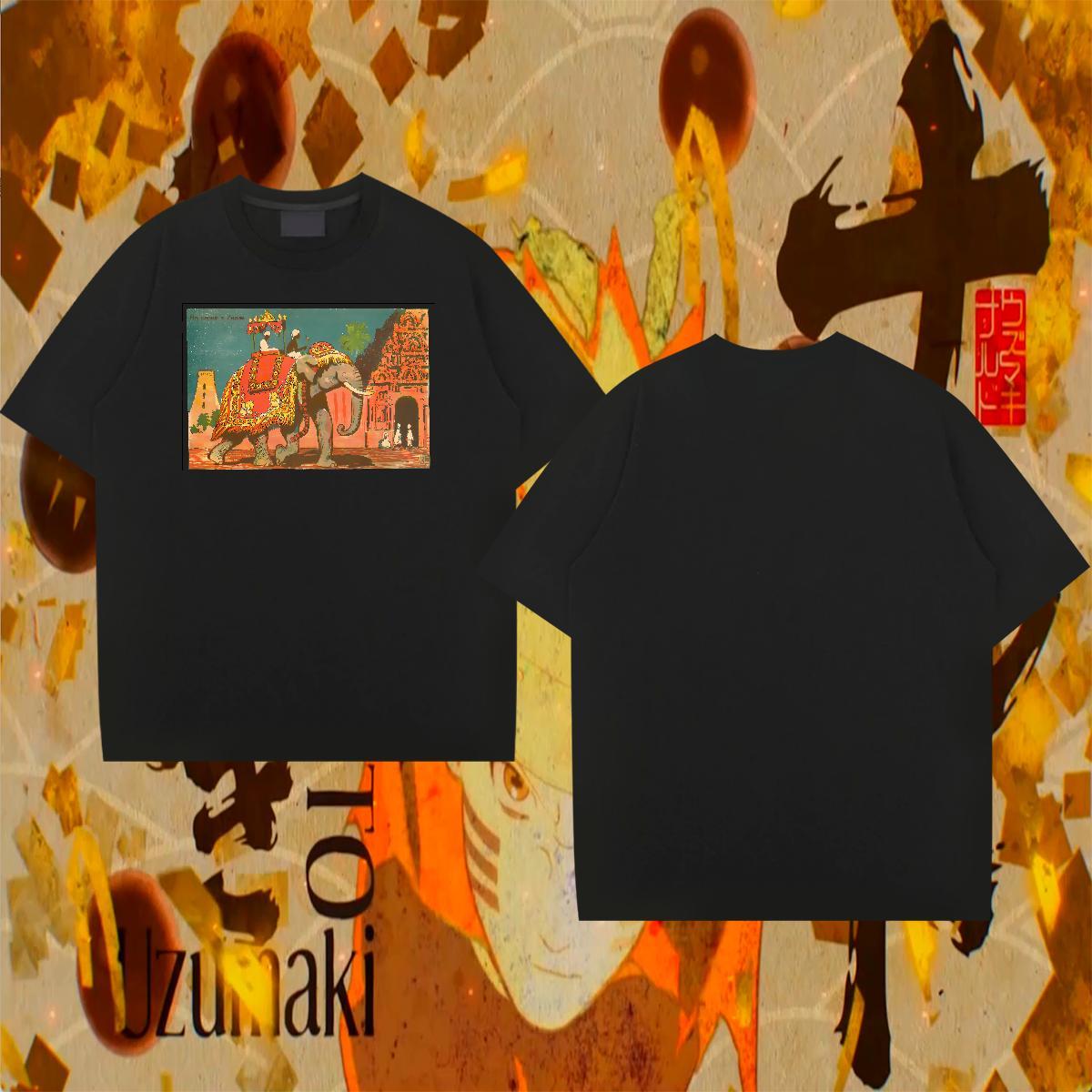 Cool Design Men Clothes T-Shirt 230g Pure Cotton Anime Printing Street Elephant DIY Printed Breathable Soft 2024 Summer Men T Shirts Wear