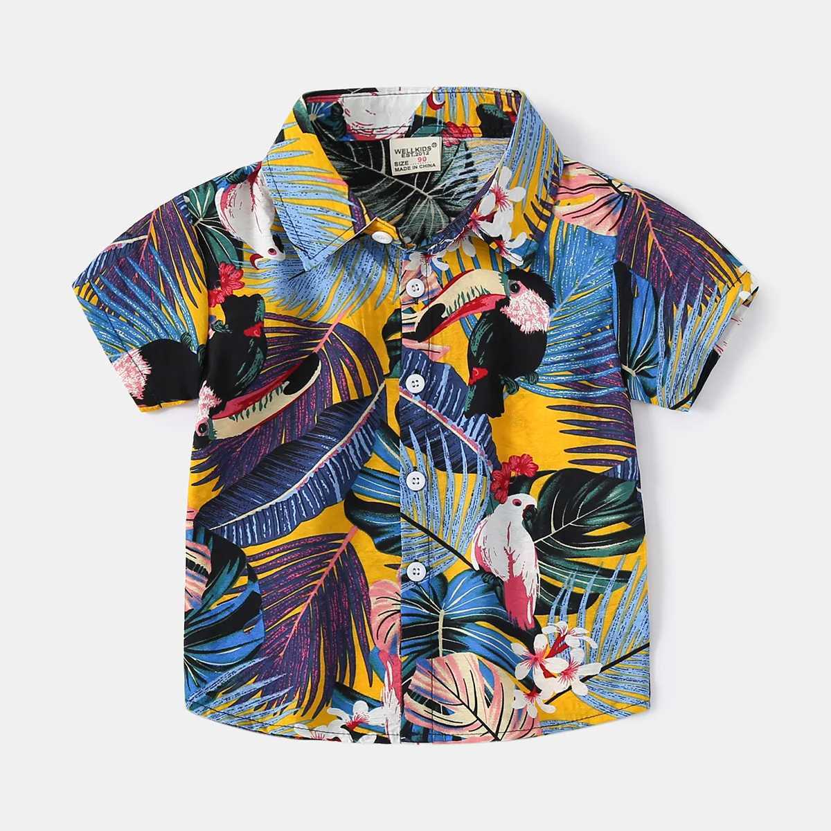 Baby boy short sleeved shirt soft and comfortable casual short sleeved shirtW240729