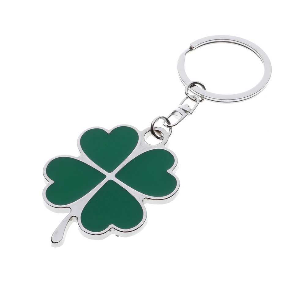 Simple New Niche Green Leaf Keychain Fashion Creative Exquisite Four-leaf Clover Lucky Keychain Key Ring Holiday GiftAccessoriesL240729