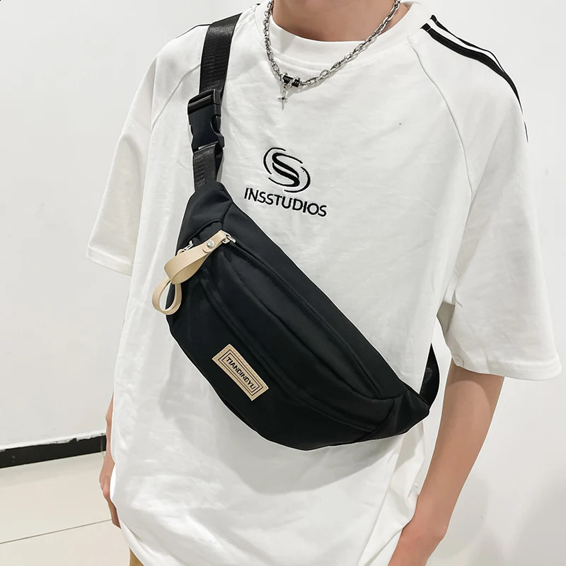 High Quality Nylon Unisex Waist Bags Fashion Solid Color Chest Packs Casual Travel Storage Crossbody Bag Men Fanny Pack 240729