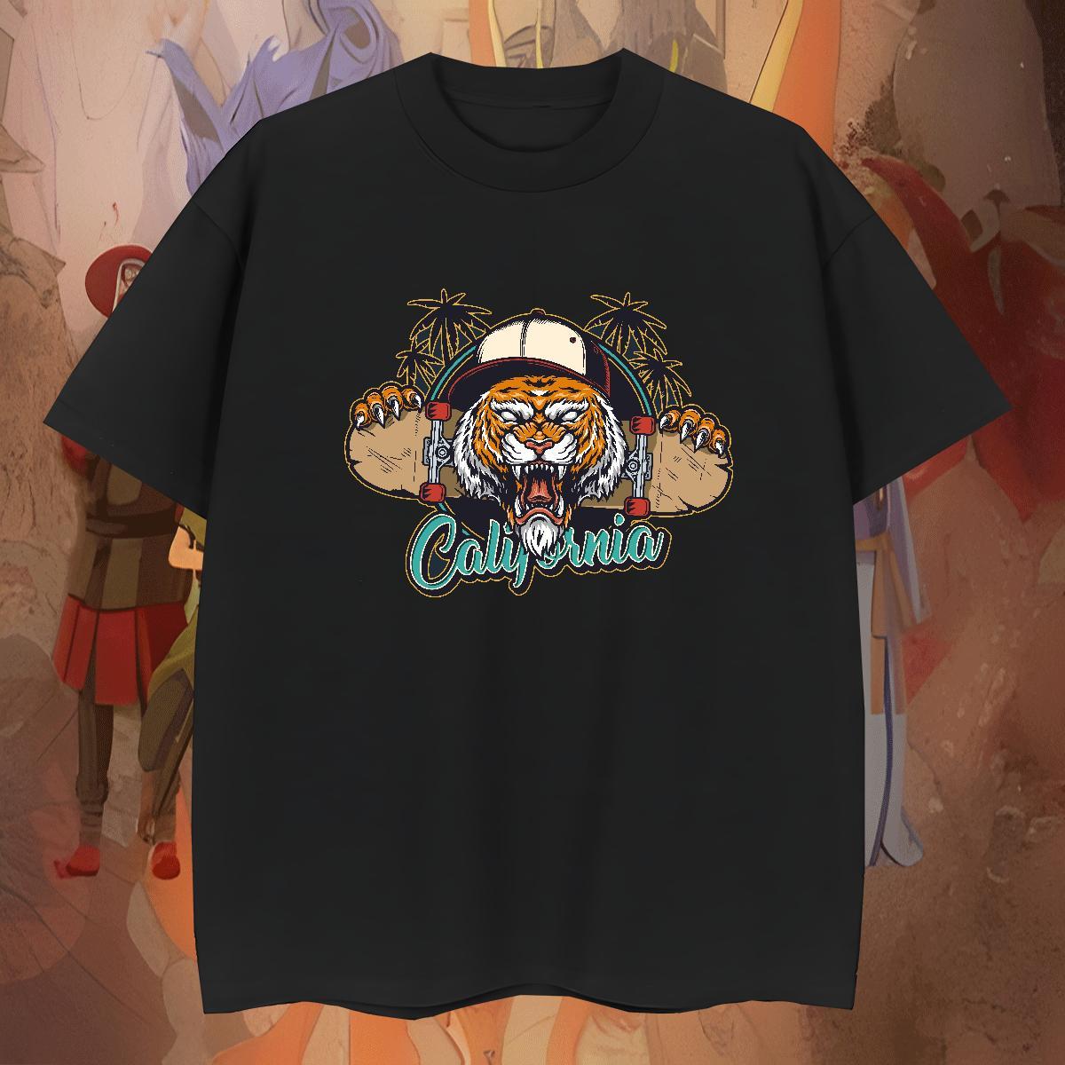 Unisex Men Tops Tees 230g Pure Cotton Home Outdoor tiger Cartoon Printing L-4XL Breathable Crew Neck Designer Fashion T shirt Tops Shirt