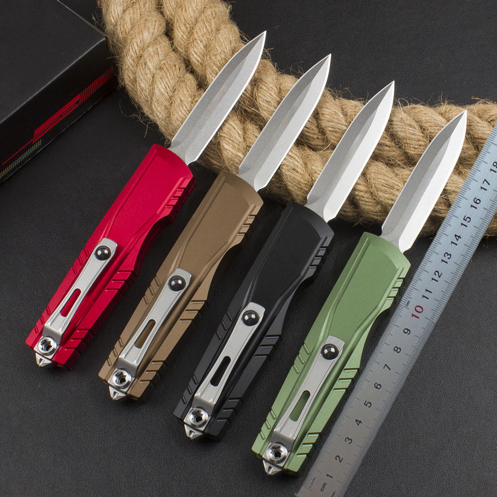 High End Tactical Knife D2 Stone Wash Double Edge Blade CNC Aviation Aluminum Handle Outdoor Camping Survival Knives with Nylon Bag