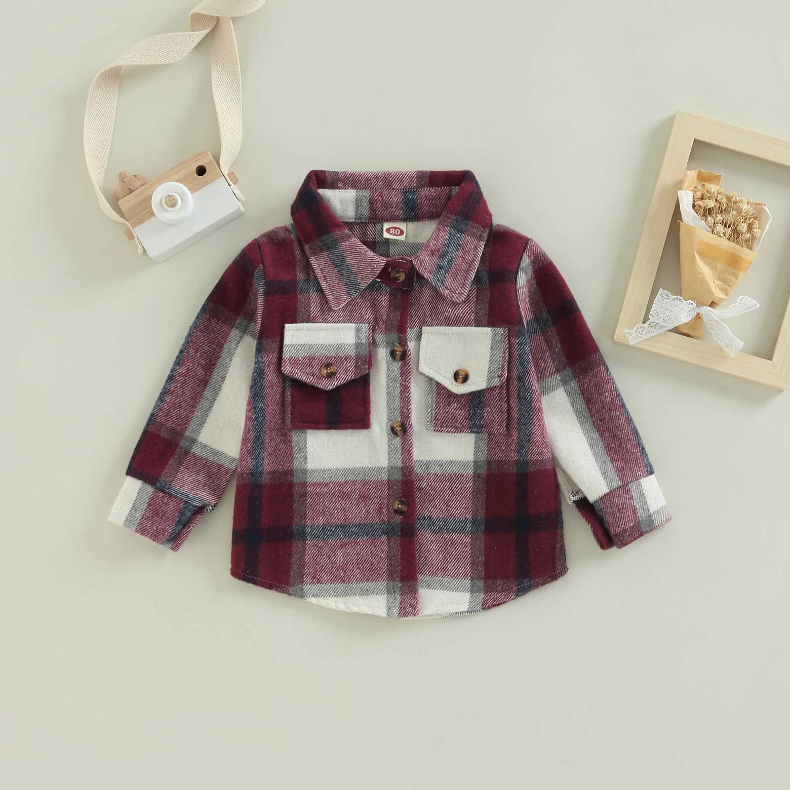 Autumn boys and girls colorful plain weave shirt jacket casual lapel long sleeved button up cardigan jacketW240729