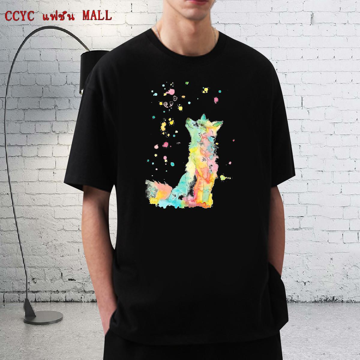 Loose Fit Men Tops Tees 100% Cotton 230g Hip Hop wolf Plus Size Custom Short Sleeve Soft Brand Man T Shirts Clothings