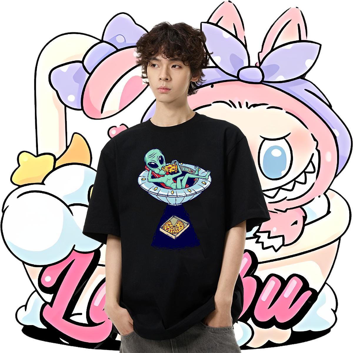 Comfortable Tshirts 230g 100% Cotton Hip Hop ET Plus Size Cartoon Short Sleeve O-Neck Classic T-Shirts Clothings