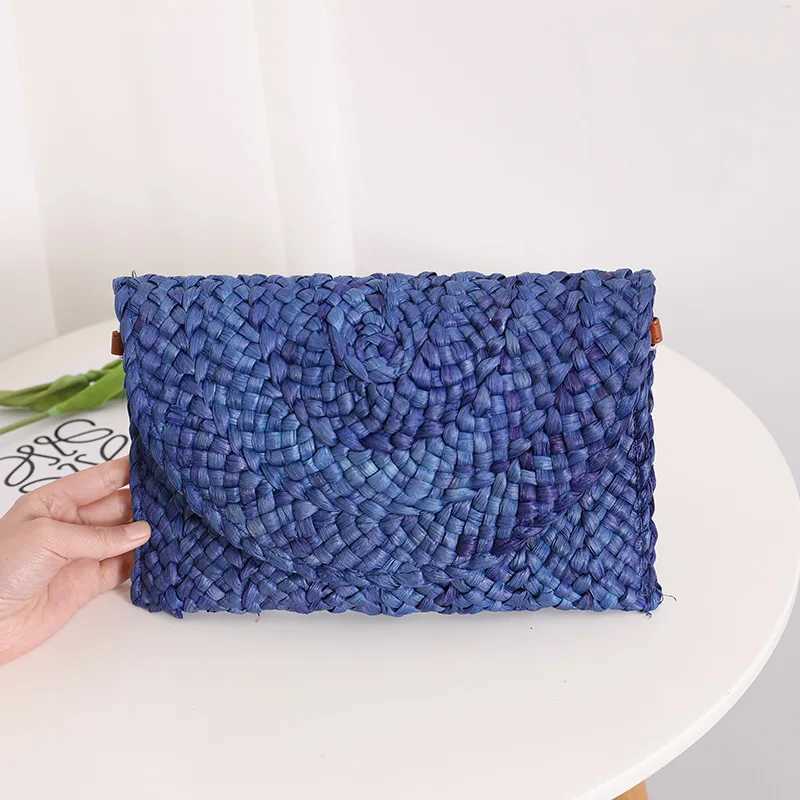 Corn Husk Weave Clutch Bag Women Ladies Fashion Simple Solid Straw Clutch Bag Evening Summer Casual Vacation Large Purse WomanXJ240729