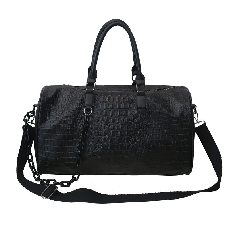 Alligator-skin Satchel PU Large Capacity Gym Bags Waterproof Backpack Sport Weekender Bag with Shoe Compartment Fiess 240729