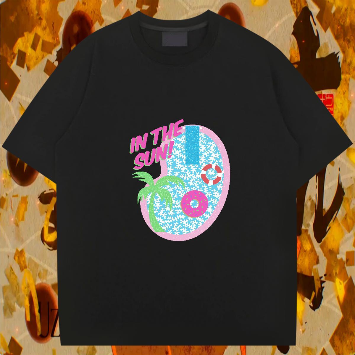 Cool Design Men Clothes T-Shirt 230g Pure Cotton Daily Wear sea wave Custom Print Oversized Breathable Crew Neck DIY T-Shirts Tees
