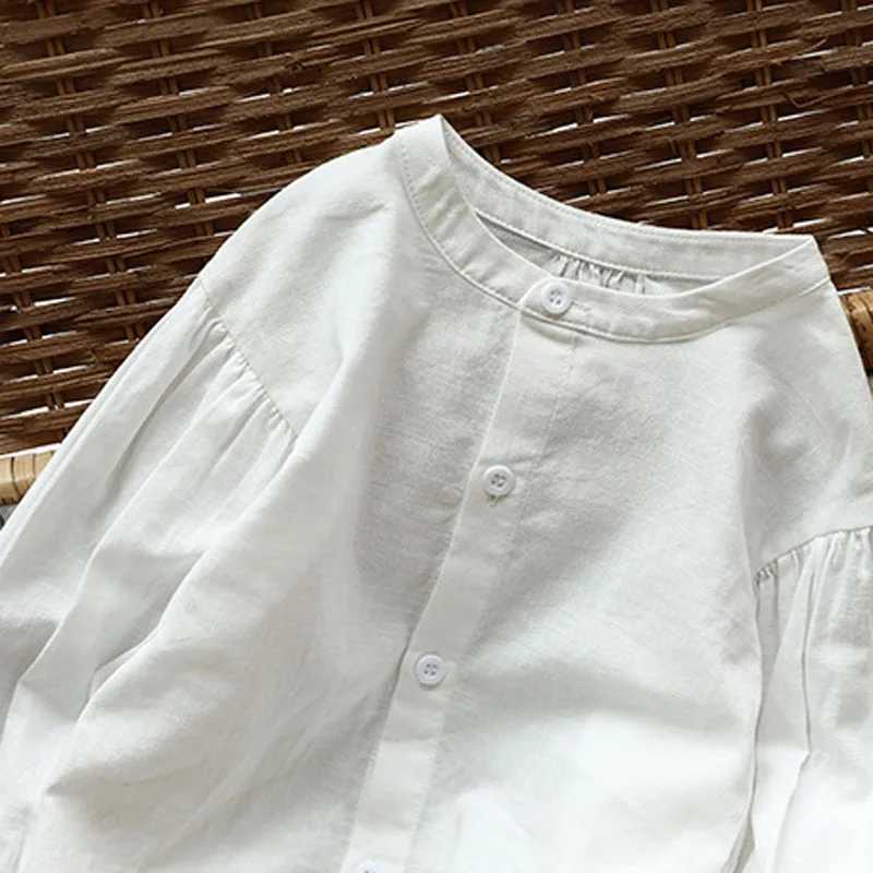Girls shirt lantern sleeves casual breathable top 2024 spring/summer new childrens clothing baby clothing cardiganW240729