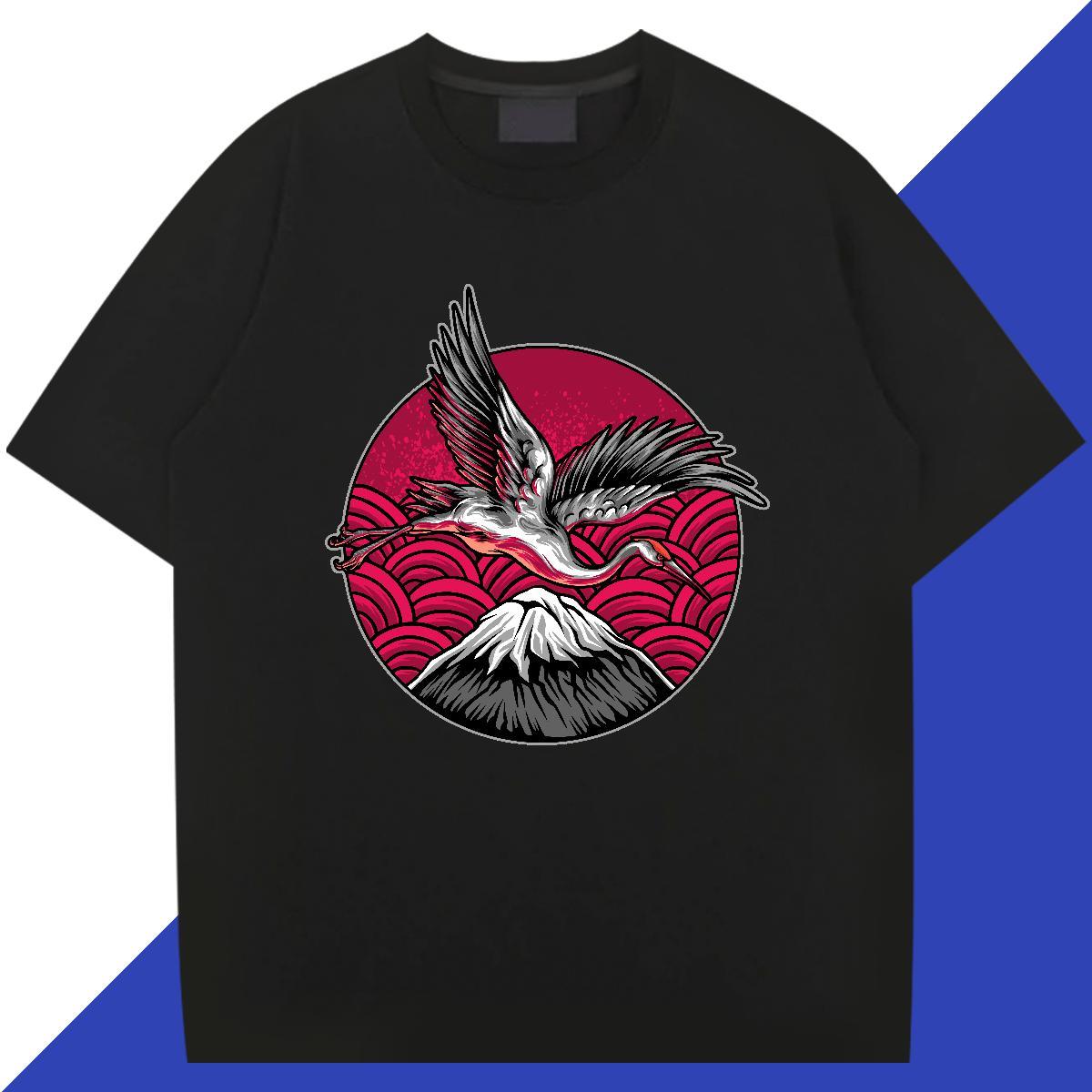 Loose Fit Men Tops Tees 100% Cotton 230g Beach eagle Graphic O-Neck Short Sleeve 2024 DIY T-Shirts Top Tees