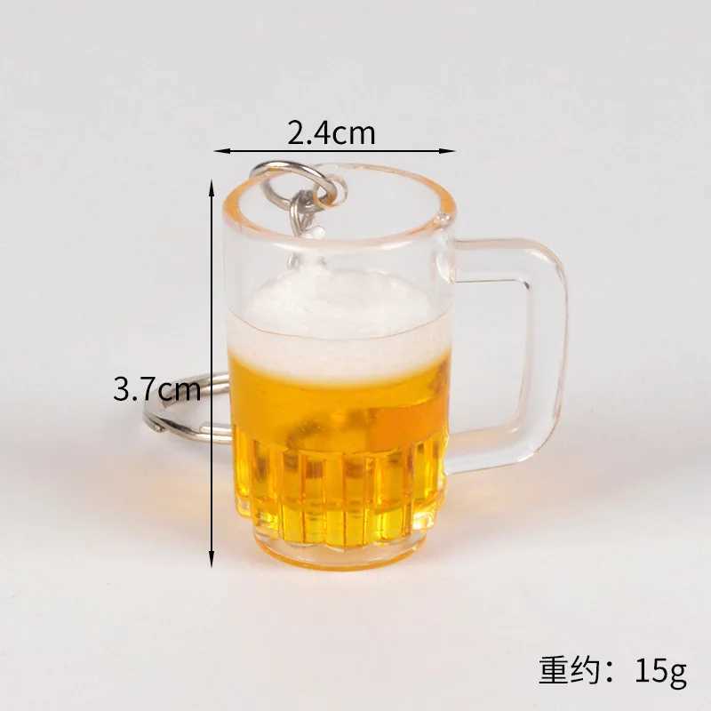 Funny Simulation Beer Mug Keychain Miniature Beer Pendant Keyring for Man Women Couple Bag Trinkets Bar Souvenir GiftL240729