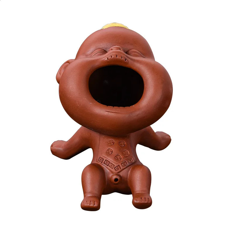 Creative Purple Sand Urine Boy Tea Pet Household Can Raise Tea Table Ornaments Fun Peeing Doll Tea Toy Set Accessories 240729