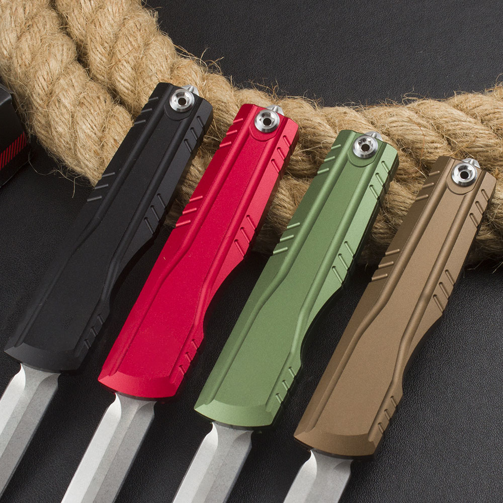 High End Tactical Knife D2 Stone Wash Double Edge Blade CNC Aviation Aluminum Handle Outdoor Camping Survival Knives with Nylon Bag