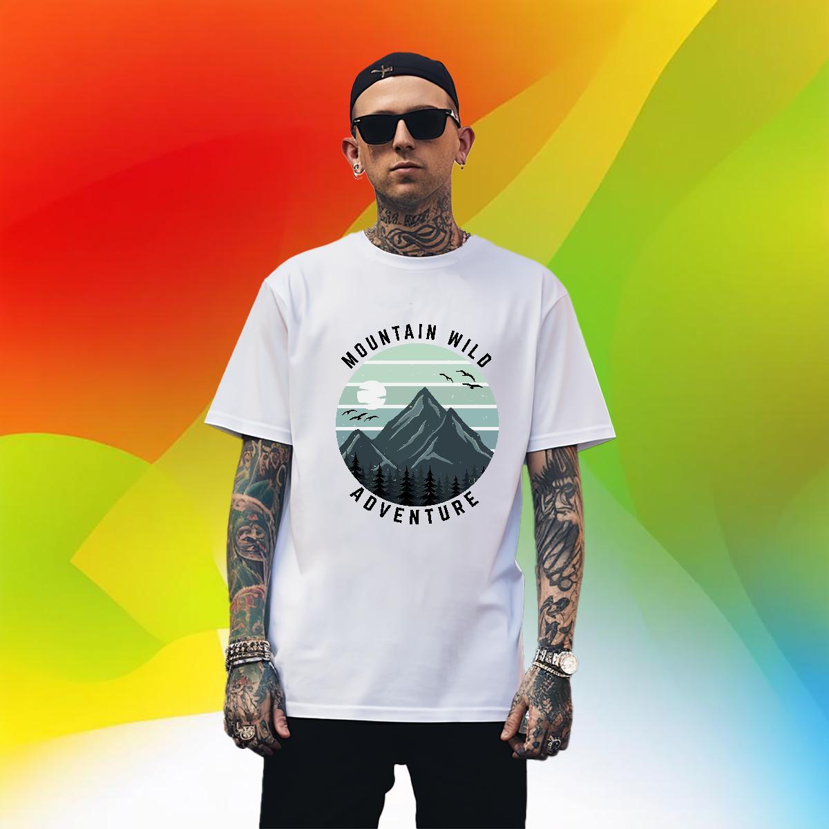 Free Shipping Men Clothes T-Shirt 230g 100% Cotton Summer Casual mountains Plus Size Custom Short Sleeve Soft Casual New Men T Shirts Tshirts