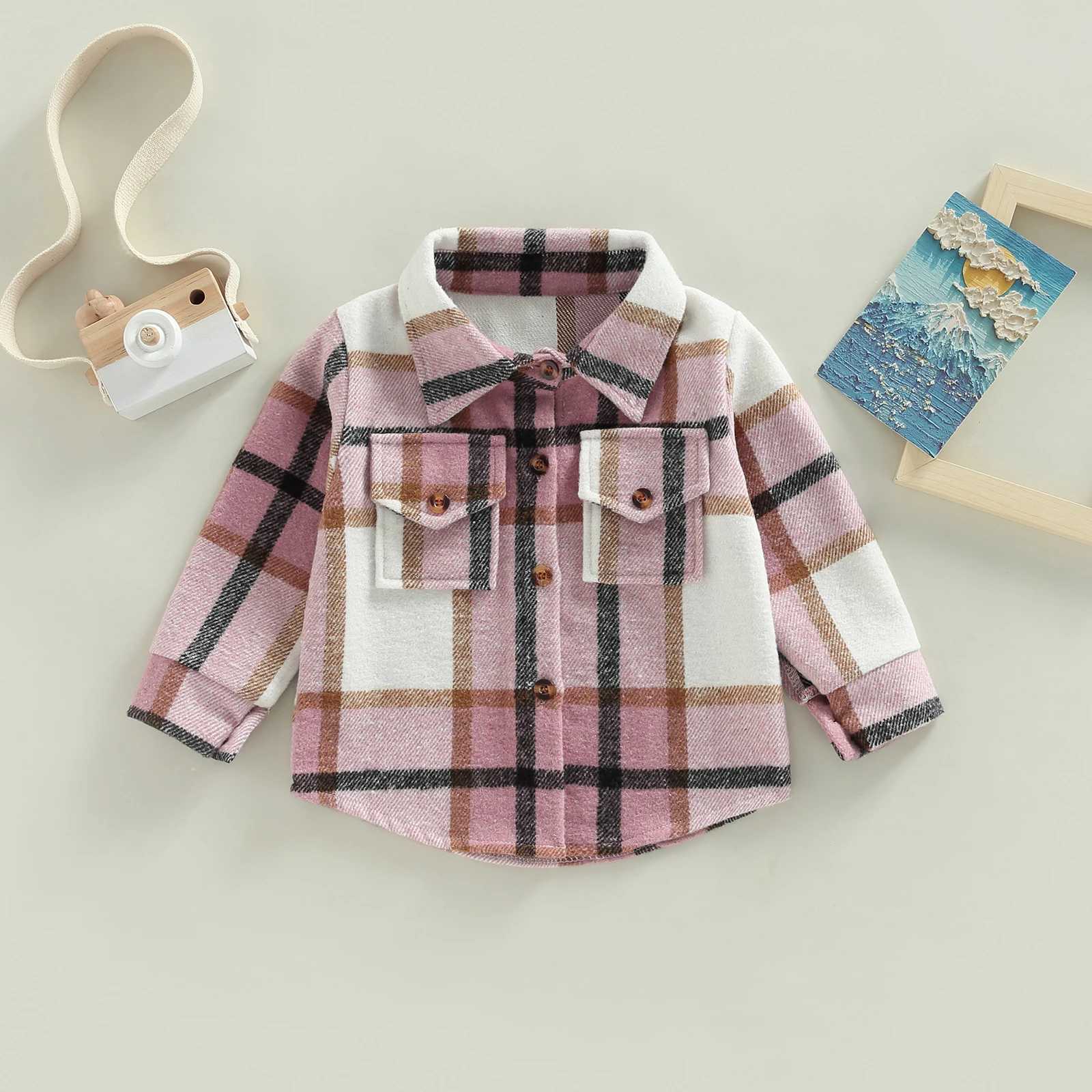 Autumn boys and girls colorful plain weave shirt jacket casual lapel long sleeved button up cardigan jacketW240729