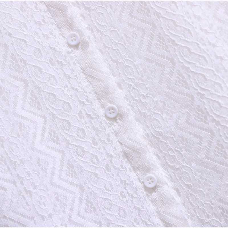 Girls white lace baby shirt top for spring and autumn childrens full sleeved white English style shirt clothing 2-8YW240729