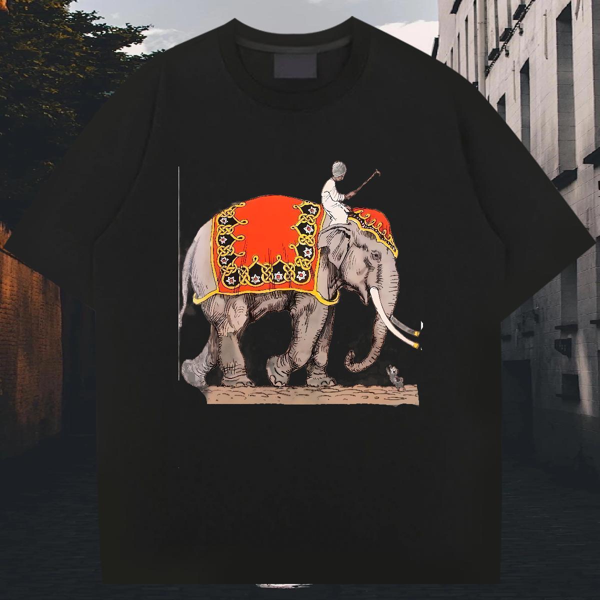 Designer Tshirts 230g 100% Cotton Hip Hop Street elephant DIY Logo Oversized Crew Neck Breathable Fashion Design Mens T Shirts Clothings