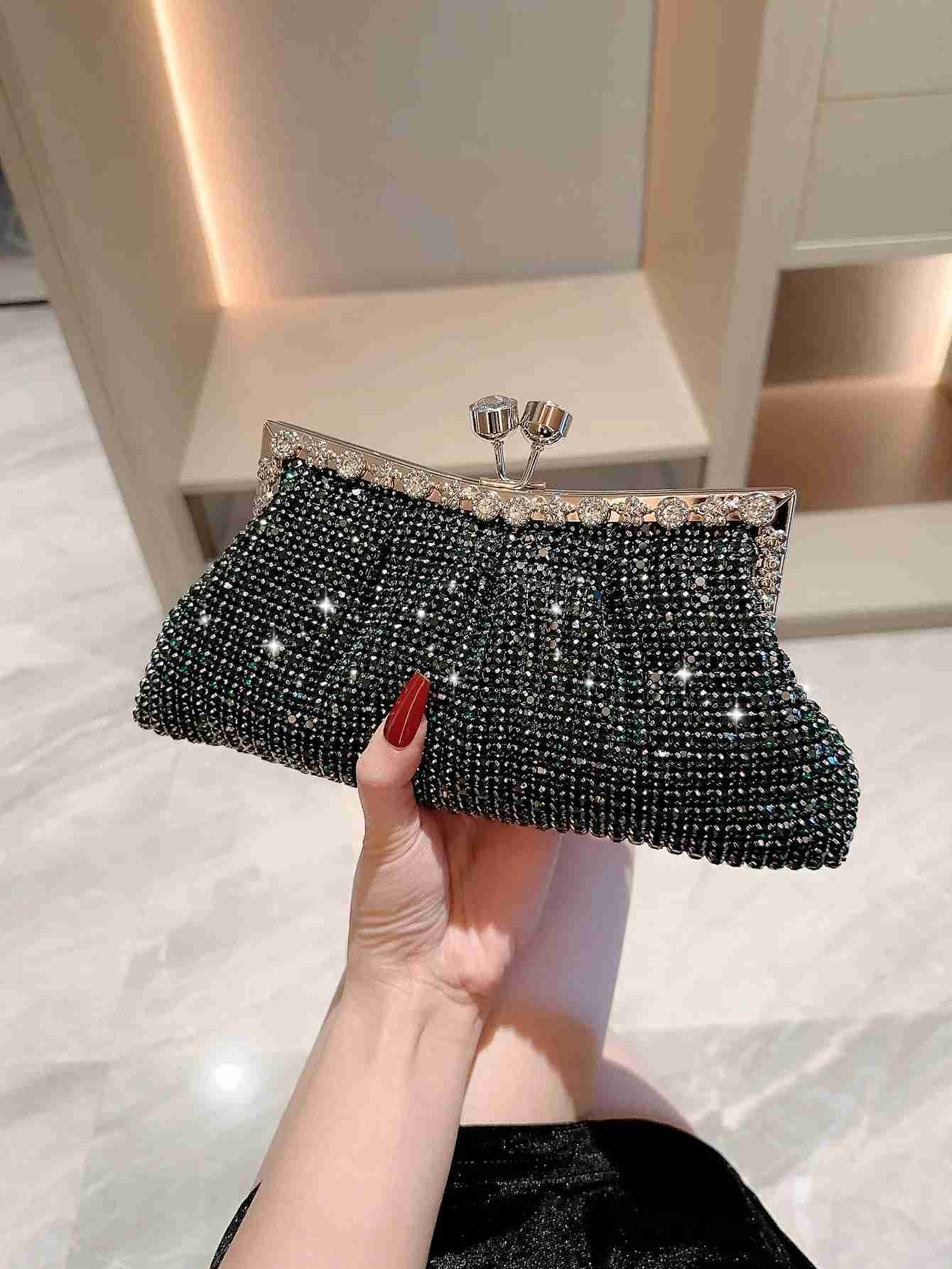 2024 Luxurious Black Women Evening Bags And Clutches Formal Dinner Diamond Handbags Wedding Rhinestone PurseXJ240729