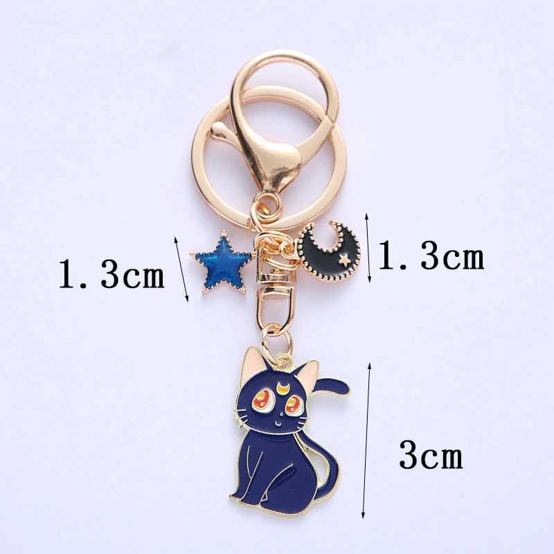 Sailor Moon Keychain Anime Moon Cats Baked Enamel Jewelry Zinc Alloy Couple Keyring Pendent Accessory Key Chians Gift for WomenL240729