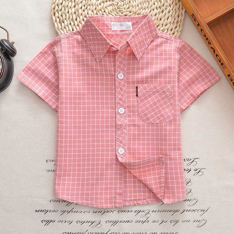New boys shirt childrens cotton shirt pure cotton shirt childrens clothing fashionable girls short sleeved shirt 1-12TW240729